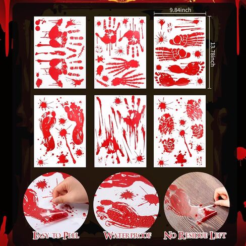 Outus 8 Pcs Halloween Decoration Signs and Halloween Handprint Footprint Window Stickers Set Including 2 8" x 12" Decorative Signboard 6 10" x 14" Sticker for Window Wall Floor Glass in Saudi Arabia