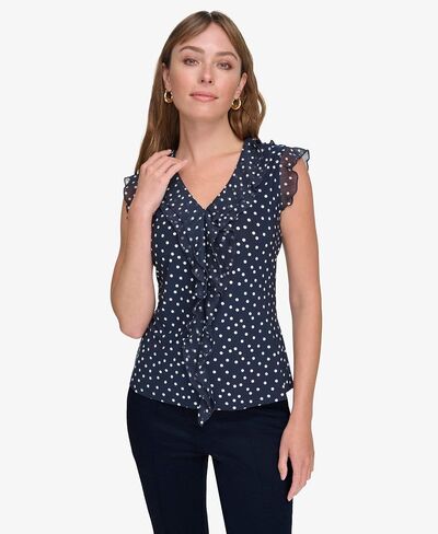 Tommy Hilfiger Women's Work Shirt Sleeveless Ruffle Front Shirts in Saudi Arabia