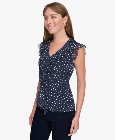 Tommy Hilfiger Women's Work Shirt Sleeveless Ruffle Front Shirts in Saudi Arabia