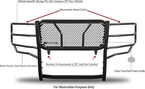 Black Horse Rugged Heavy Duty Grille Brush Bumper Guard Modular Black Compatible with 2015-2020 Ford F-150-RU-FOF115-B in Saudi Arabia