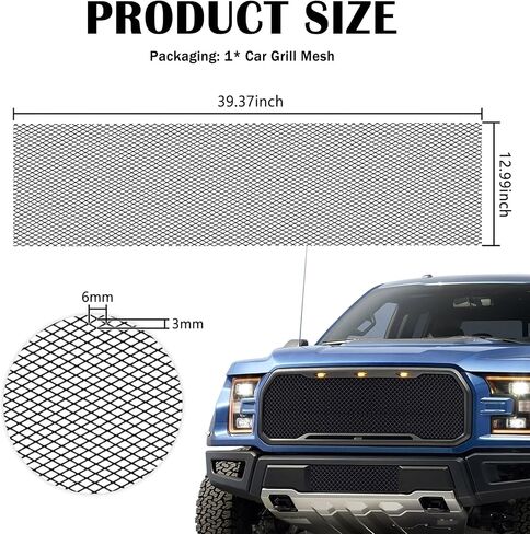 39.37x12.99 Inch Car Grill Mesh,Trimmable Aluminum Mesh Grill with 6×3mm Rhombic Grid Design,Universal Bumper Grills Meshs for Front Bumper & Car Hood Vent Grille Inserts in Saudi Arabia
