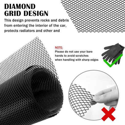 39.37x12.99 Inch Car Grill Mesh,Trimmable Aluminum Mesh Grill with 6×3mm Rhombic Grid Design,Universal Bumper Grills Meshs for Front Bumper & Car Hood Vent Grille Inserts in Saudi Arabia