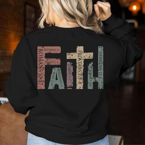 Faith Sweatshirts for Women Christian Jesus God Sweatshirt Religious Graphic Pullover Bible Verse Cross Vintage Tops in Saudi Arabia