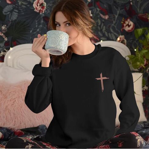Faith Sweatshirts for Women Christian Jesus God Sweatshirt Religious Graphic Pullover Bible Verse Cross Vintage Tops in Saudi Arabia