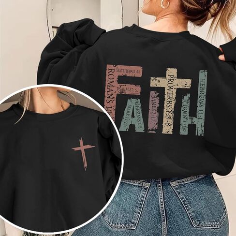 Faith Sweatshirts for Women Christian Jesus God Sweatshirt Religious Graphic Pullover Bible Verse Cross Vintage Tops in Saudi Arabia