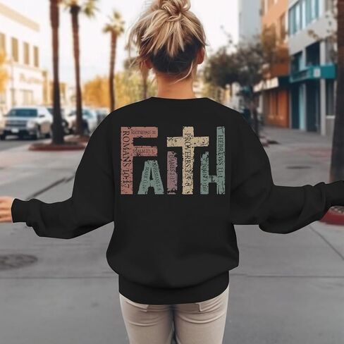 Faith Sweatshirts for Women Christian Jesus God Sweatshirt Religious Graphic Pullover Bible Verse Cross Vintage Tops in Saudi Arabia