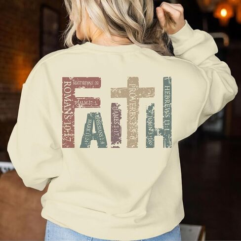 Faith Sweatshirts for Women Christian Jesus God Sweatshirt Religious Graphic Pullover Bible Verse Cross Vintage Tops in Saudi Arabia