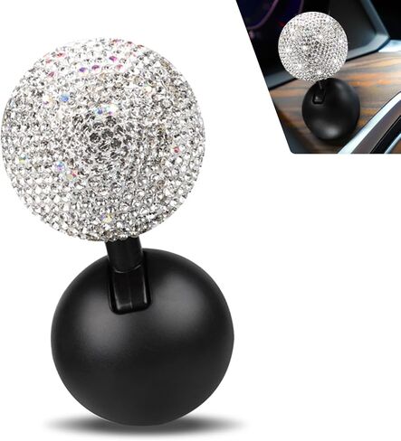 Bling Start Button Rocker, Rhinestone Encrusted Pottery Clay Ignition Switch Joystick Ballbar, Creative Decoration Ladies Car Accessories, Suitable for Most Cars (Black) in Saudi Arabia