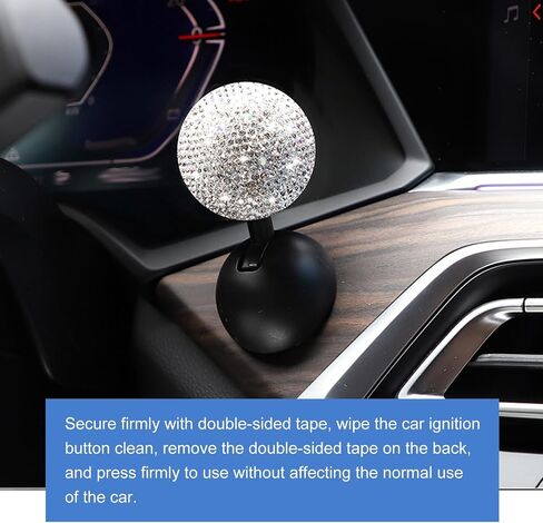 Bling Start Button Rocker, Rhinestone Encrusted Pottery Clay Ignition Switch Joystick Ballbar, Creative Decoration Ladies Car Accessories, Suitable for Most Cars (Black) in Saudi Arabia