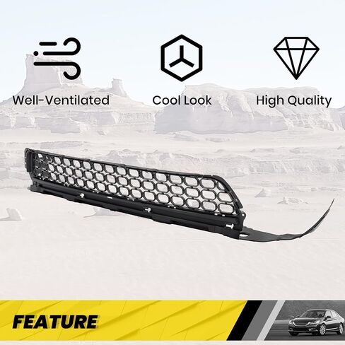 KUAFU Front Lower Grille Compatible with 2013-2015 Honda Accord 71103T2AA00 HO1036114 Bumper Radiator Hood Grill Assembly Black in Saudi Arabia