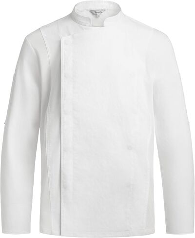 Long Sleeve Chef Coat with Breathable Mesh Panels and Utility Pockets – Modern Snap-Front Chef Jacket for Kitchen in Saudi Arabia