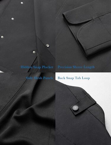 Long Sleeve Chef Coat with Breathable Mesh Panels and Utility Pockets – Modern Snap-Front Chef Jacket for Kitchen in Saudi Arabia