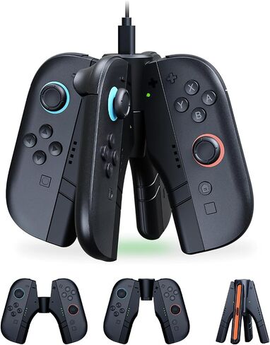 NexiGo Enhanced Controller Charger Compatible with Nintendo Switch 2, Charging Dock for Joy-Pads with Sound Alerts and Charging Indicator, USB Type-C Charging Cable Included in Saudi Arabia