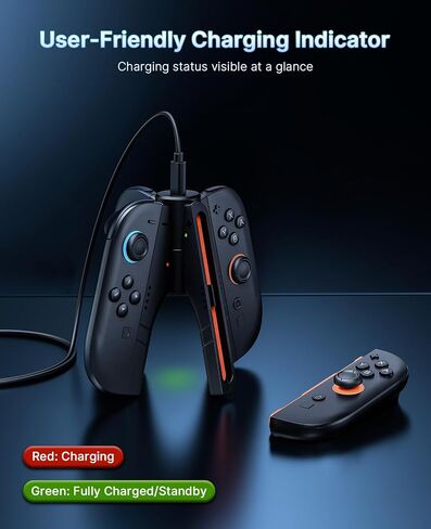 NexiGo Enhanced Controller Charger Compatible with Nintendo Switch 2, Charging Dock for Joy-Pads with Sound Alerts and Charging Indicator, USB Type-C Charging Cable Included in Saudi Arabia