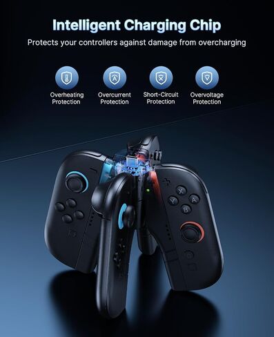 NexiGo Enhanced Controller Charger Compatible with Nintendo Switch 2, Charging Dock for Joy-Pads with Sound Alerts and Charging Indicator, USB Type-C Charging Cable Included in Saudi Arabia