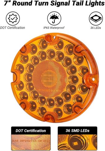 7" Round Transit Turn Signal Light Amber LED Parking Lights with Built-in Reflex Lens for Skoolie School Bus Tail Lights 2Pcs in Kuwait