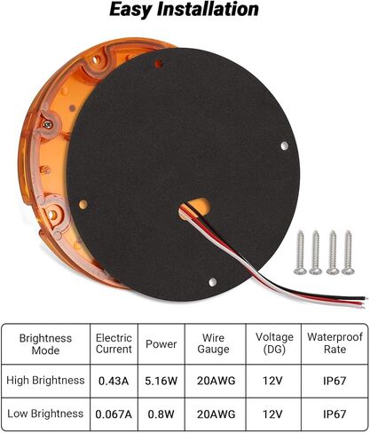 7" Round Transit Turn Signal Light Amber LED Parking Lights with Built-in Reflex Lens for Skoolie School Bus Tail Lights 2Pcs in Kuwait