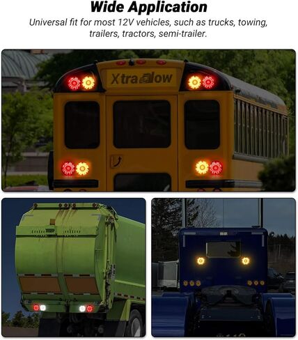 7" Round Transit Turn Signal Light Amber LED Parking Lights with Built-in Reflex Lens for Skoolie School Bus Tail Lights 2Pcs in Kuwait
