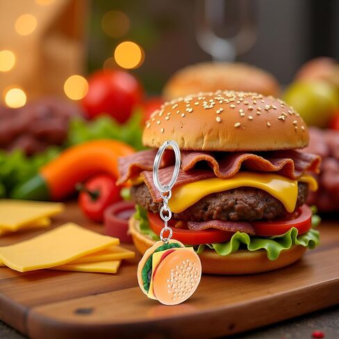 Hamburger Simulation Cheeseburger Pendant Key Chain Key Ring Pendant Hamburger Handmade Jewelry for Hanging on Bag Key Women's Novelty Keychains Accessories, Car Keychain, Bobs Burgers Keychai in Saudi Arabia