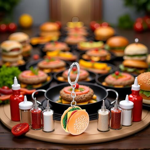 Hamburger Simulation Cheeseburger Pendant Key Chain Key Ring Pendant Hamburger Handmade Jewelry for Hanging on Bag Key Women's Novelty Keychains Accessories, Car Keychain, Bobs Burgers Keychai in Saudi Arabia