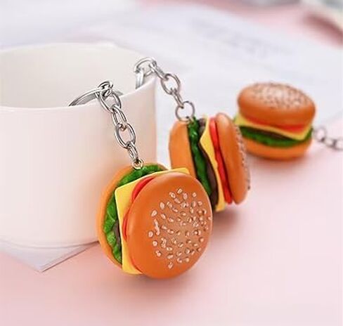 Hamburger Simulation Cheeseburger Pendant Key Chain Key Ring Pendant Hamburger Handmade Jewelry for Hanging on Bag Key Women's Novelty Keychains Accessories, Car Keychain, Bobs Burgers Keychai in Saudi Arabia