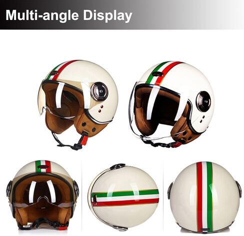 Vespa Motorcycle Helmet DOT Approved, Retro 3/4 Open Face Motorcycle Half Helmet with Visor, Vintage Scooter Helmets for Adult Women and Men in Kuwait