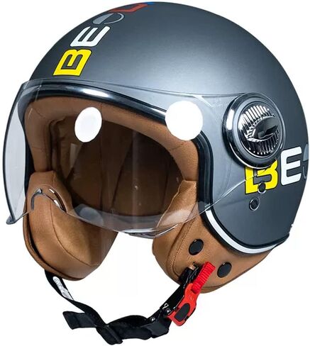 Vespa Motorcycle Helmet DOT Approved, Retro 3/4 Open Face Motorcycle Half Helmet with Visor, Vintage Scooter Helmets for Adult Women and Men in Kuwait