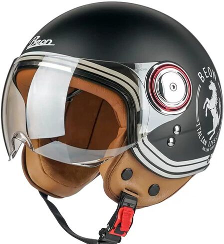 Vespa Motorcycle Helmet DOT Approved, Retro 3/4 Open Face Motorcycle Half Helmet with Visor, Vintage Scooter Helmets for Adult Women and Men in Kuwait