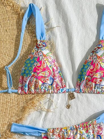 Women's Floral Printed Bikini Sets Boho Tie-Up Summer Swimsuit Bathing Suit in Saudi Arabia