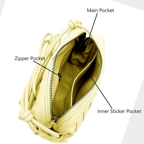 Woven Crossbody Bags For Women, Small Handmade Purse Clutch Shoulderbag Handbag Vegan Leather Zipper Closure Bags in Saudi Arabia