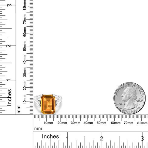 Gem Stone King 8.27 Cttw Yellow Citrine Engagement Ring For Women | 925 Sterling Silver | Emerald Cut 14X10MM | Gemstone Birthstone | Available in size 5, 6, 7, 8, 9 in Saudi Arabia