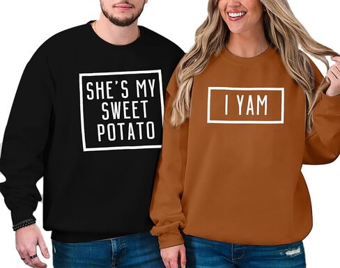 BANGELY She's My Sweet Potato I Yam Sweatshirt Couples Holiday Matching Sweater for Husband and Wife Long Sleeve Tops in Saudi Arabia