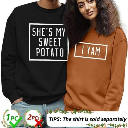 BANGELY She's My Sweet Potato I Yam Sweatshirt Couples Holiday Matching Sweater for Husband and Wife Long Sleeve Tops in Saudi Arabia