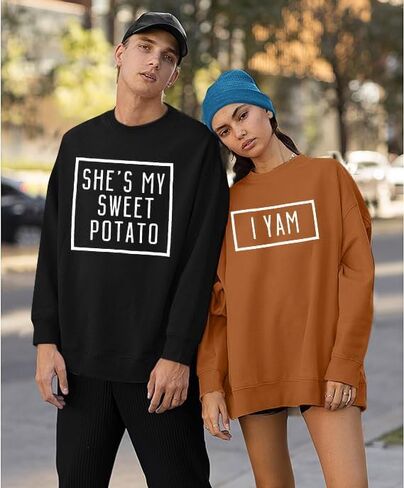 BANGELY She's My Sweet Potato I Yam Sweatshirt Couples Holiday Matching Sweater for Husband and Wife Long Sleeve Tops in Saudi Arabia
