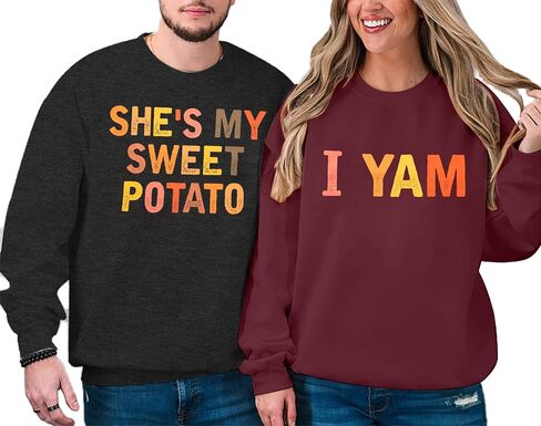 BANGELY She's My Sweet Potato I Yam Sweatshirt Couples Holiday Matching Sweater for Husband and Wife Long Sleeve Tops in Saudi Arabia