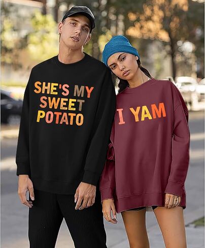 BANGELY She's My Sweet Potato I Yam Sweatshirt Couples Holiday Matching Sweater for Husband and Wife Long Sleeve Tops in Saudi Arabia