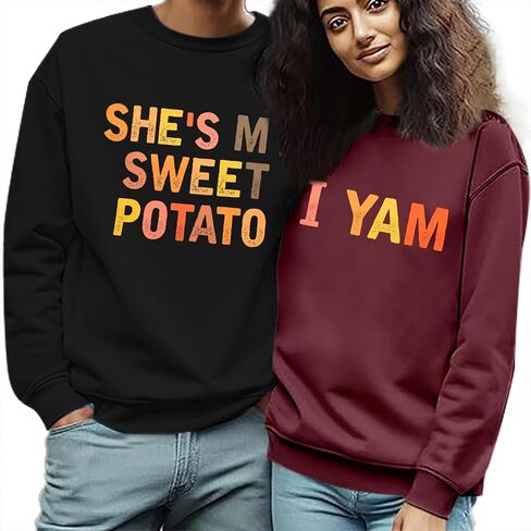 BANGELY She's My Sweet Potato I Yam Sweatshirt Couples Holiday Matching Sweater for Husband and Wife Long Sleeve Tops in Saudi Arabia