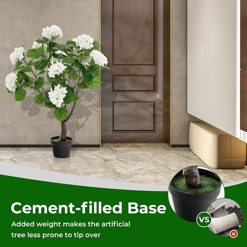 Goplus Artificial Hydrangea Tree, 2 Pack Fake Floral Plant w/11 White Flowers & Realistic Trunk in Plastic Nursery Pot, Indoor Silk Flower Tree for Home Office Living Room Housewarming Gift in Saudi Arabia