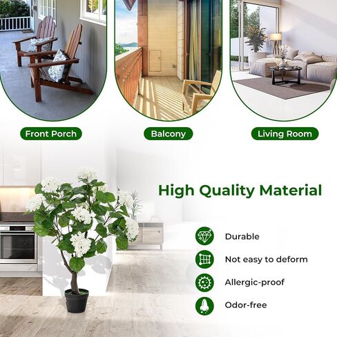 Goplus Artificial Hydrangea Tree, 2 Pack Fake Floral Plant w/11 White Flowers & Realistic Trunk in Plastic Nursery Pot, Indoor Silk Flower Tree for Home Office Living Room Housewarming Gift in Saudi Arabia