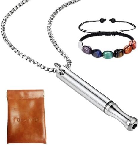 Mindfulness Breathing Necklace and 7 Chakra Crystals Bracelet，Stainless Steel Anxiety Breathe Necklace，Meditation Set for Men and Women in Saudi Arabia