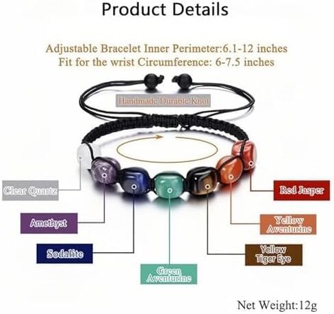 Mindfulness Breathing Necklace and 7 Chakra Crystals Bracelet，Stainless Steel Anxiety Breathe Necklace，Meditation Set for Men and Women in Saudi Arabia