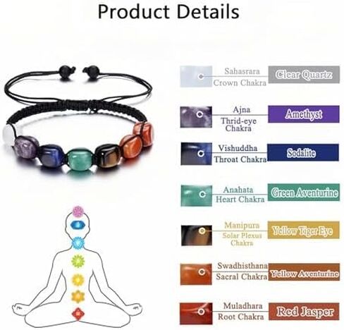 Mindfulness Breathing Necklace and 7 Chakra Crystals Bracelet，Stainless Steel Anxiety Breathe Necklace，Meditation Set for Men and Women in Saudi Arabia