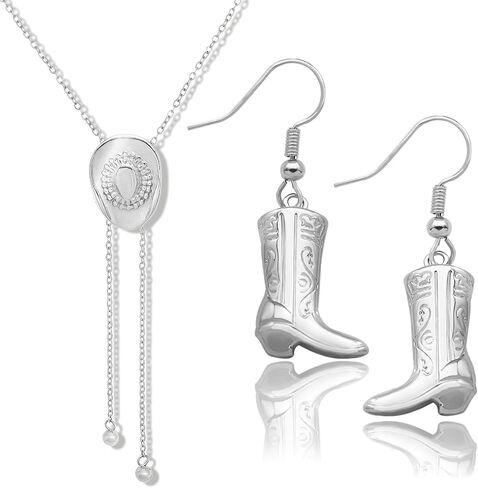 2 Pcs 18k Golden Plated Western Cowgirl Hat Necklace Earrings Set Adjustable Hat Bolo Tie for Women Cowboy Earring in Saudi Arabia