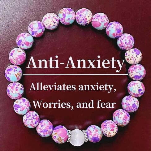 Anxiety Beaded Bracelet Unisex Handmade Natural Crystal Bracelet Purple Aventurine & Tiger Eye Bracelets Good Luck Jewelry in Saudi Arabia