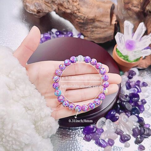 Anxiety Beaded Bracelet Unisex Handmade Natural Crystal Bracelet Purple Aventurine & Tiger Eye Bracelets Good Luck Jewelry in Saudi Arabia
