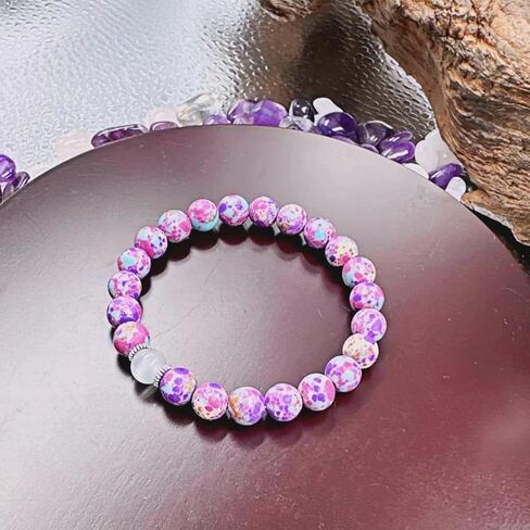 Anxiety Beaded Bracelet Unisex Handmade Natural Crystal Bracelet Purple Aventurine & Tiger Eye Bracelets Good Luck Jewelry in Saudi Arabia