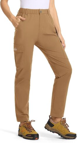 BGOWATU Women's Cargo Hiking Pants with Zipper Pockets Water Resistant Lightweight Work Travel Camping Pants Quick Dry in Saudi Arabia