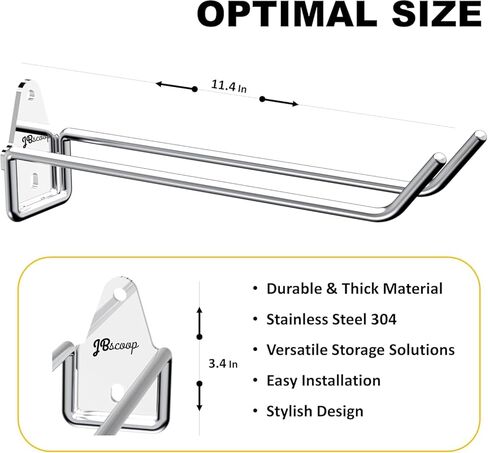خطافات جراج 304 من الفولاذ المقاوم للصدأ من JBscoop، منظم عالي التحمل ورف تعليق على الحائط للأدوات والمعدات والمزيد، مقاوم للصدأ ومتين in Kuwait