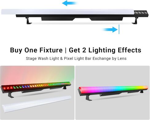 240W Stage Wash Light Bar - 448LEDs RGBWA DMX Light Bar by DMX Master-Slave Control 32 RGB & 12 White & 12 Amber Zones Chase Effects for Wedding Church Concert Music DJ Live Events Stage Lighting in Kuwait