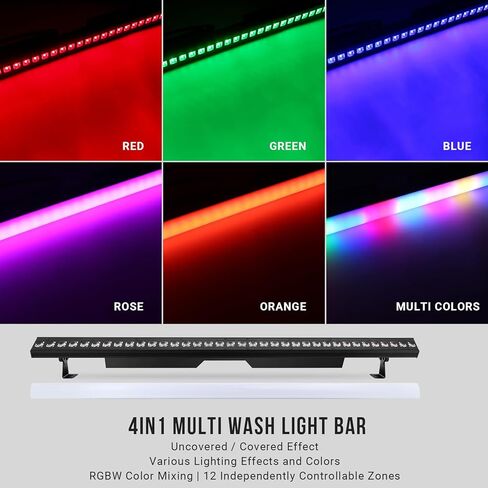 240W Stage Wash Light Bar - 448LEDs RGBWA DMX Light Bar by DMX Master-Slave Control 32 RGB & 12 White & 12 Amber Zones Chase Effects for Wedding Church Concert Music DJ Live Events Stage Lighting in Kuwait
